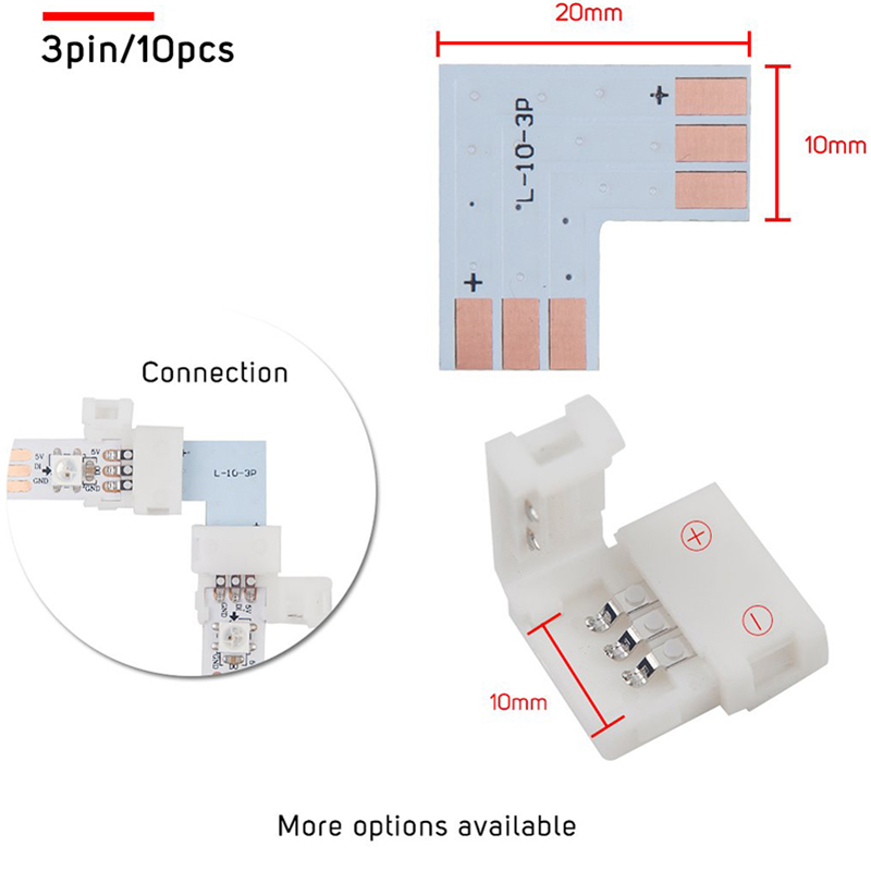 3PIN 10mm Width Right Angle L Shape solderless Corner Connector for ws2811 ws2812b SK6812 led Strip No Soldering 3PIN 10mm Width Right Angle L Shape solderless Corner Connector for ws2811 ws2812b SK6812 led Strip No Soldering
